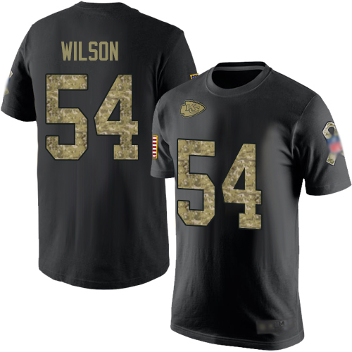 Men Kansas City Chiefs #54 Wilson Damien Black Camo Salute to Service NFL T Shirt